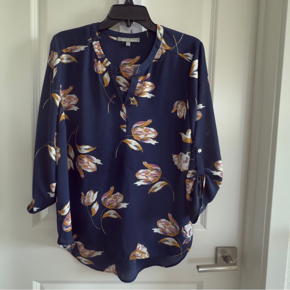 Daniel Rainn Navy Floral Blouse